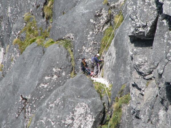 Professional climbers Martin Wilson and Dave Vass on the Sinbad wall